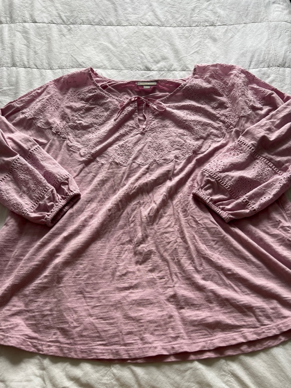 Light Pink Eyelet Peasant Top